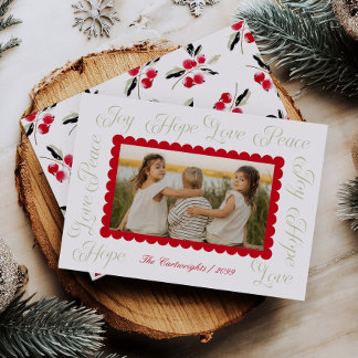 Carte de Noël à photo avec écriture calligraphique