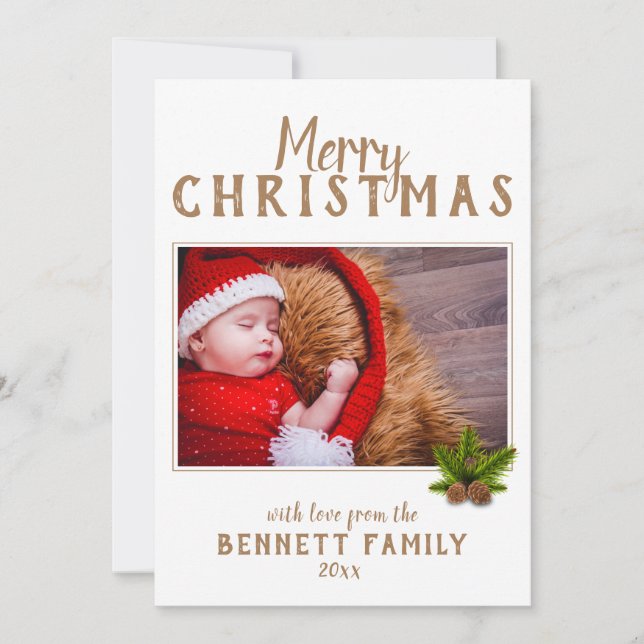 Carte de Noël à photo avec écriture Joyeux Noël et (Devant)