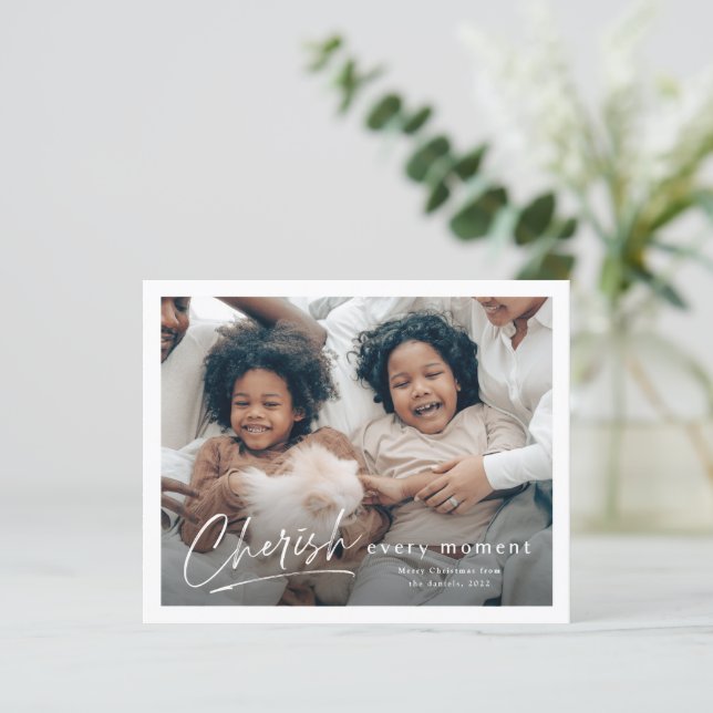 Carte de Noël à photo avec texte simple et budget  (Debout devant)