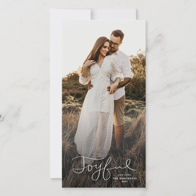 Carte de Noël à photo joyeuse scriptée (Devant)