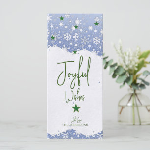 Carte de Noël à plat Bleu/vert forêt Joyeux Vœu
