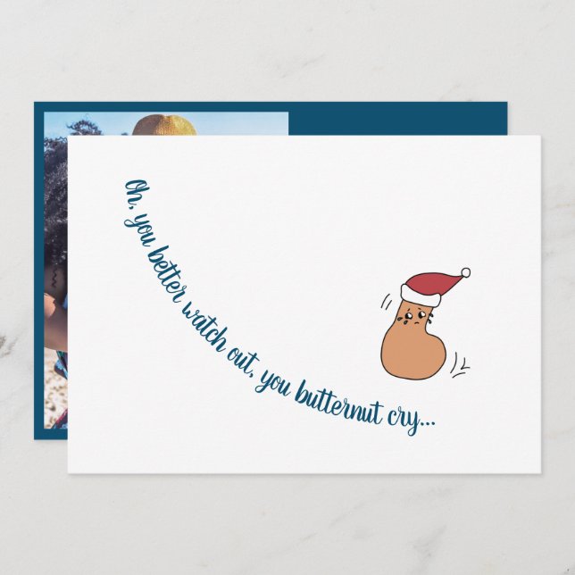 Carte de Noël à plat "You Butnut Cry" (Devant / Derrière)