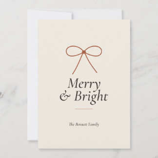 Carte de Noël à ruban minimaliste Merry & Bright,