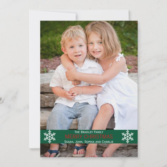 Carte de Noël à ruban vert (Devant)