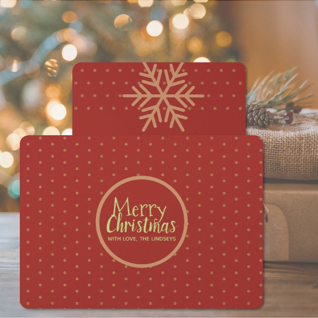 Carte de Noël à texte personnalisé plat (Merry Christmas Red Greeting Card (non photo option))
