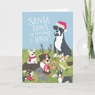 Carte de Noël à thème de chien "Père Noël Paws"