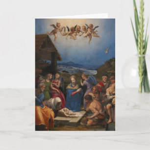 Carte de Noël à thème religieux représentant une N