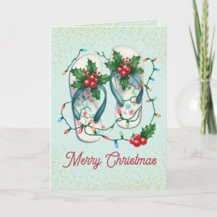 Carte de Noël à tongs tropicaux