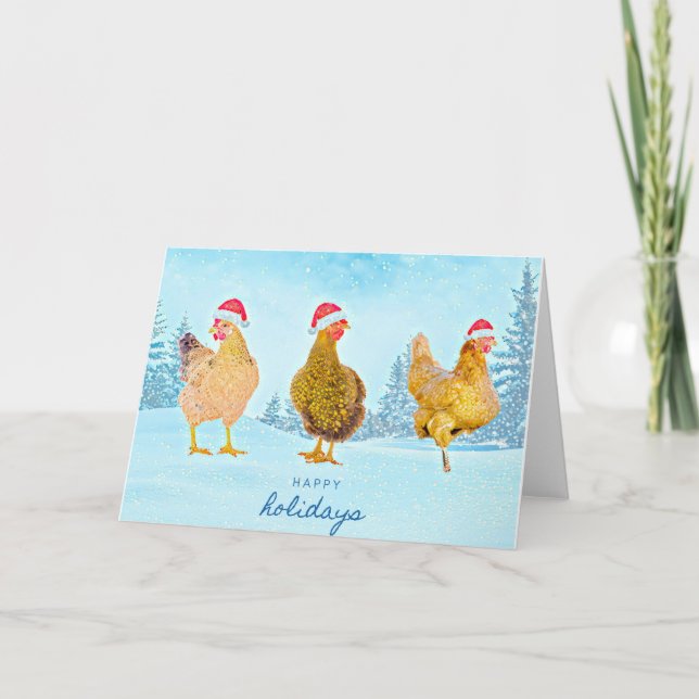 Carte de Noël à trois poulets (Devant)