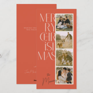 Carte de Noël à typographie moderne avec bande de 
