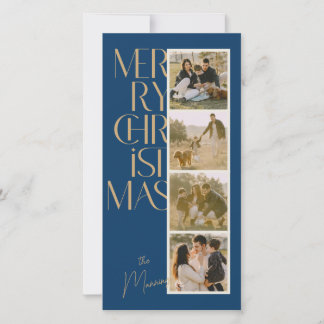 Carte de Noël à typographie moderne avec bande de 