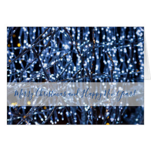 Carte de Noël abstraite aux lumières bleues