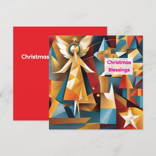 Carte de Noël Abstraite avec Ange (Devant / Derrière)