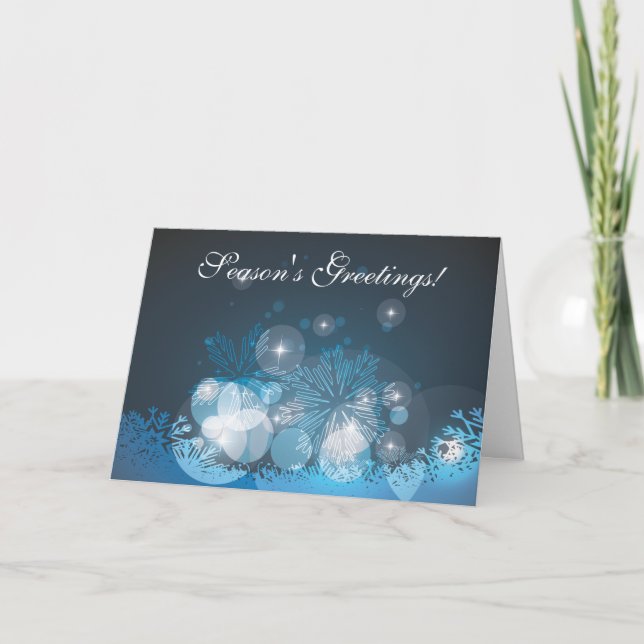 Carte de Noël Abstraite Blue Snowflakes (Devant)