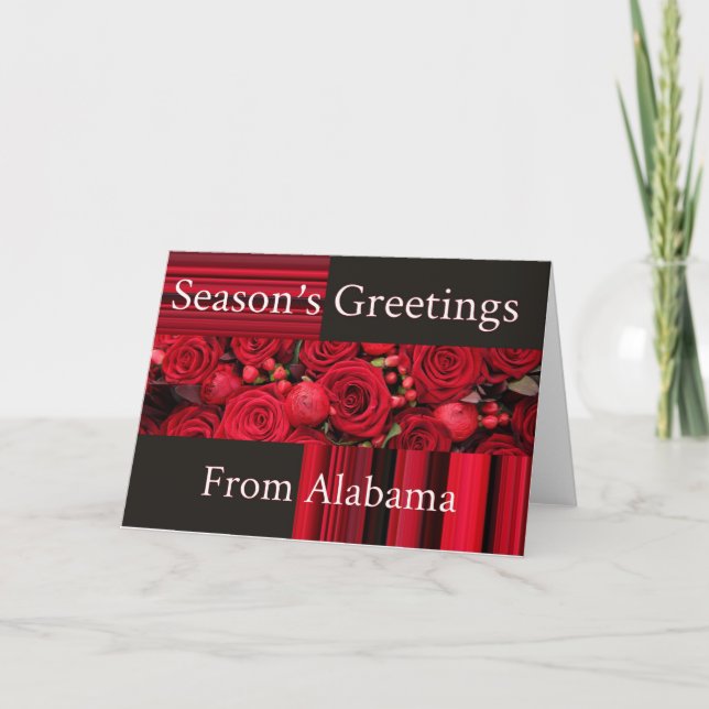 Carte de Noël Alabama avec rose (Devant)