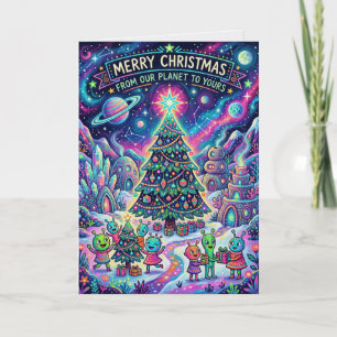 Carte de Noël Alien Mignonne Hors de Ce Monde