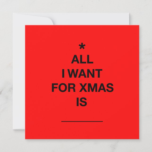 Carte de Noël 'All I want' - Rouge (Devant)