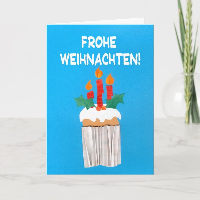 Carte de Noël, allemand, Cupcake avec bougies (Devant)