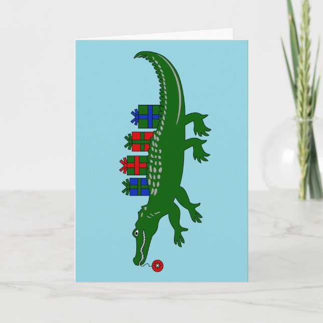 Carte de Noël Alligator (Devant)