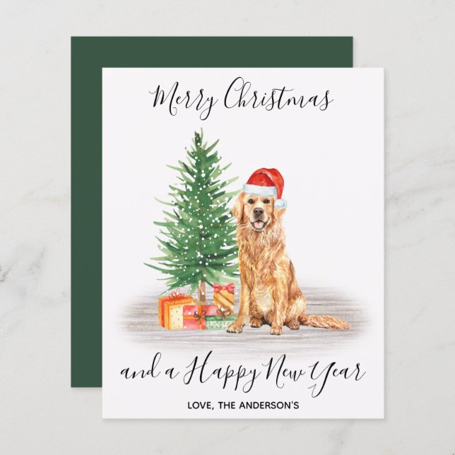 Carte de Noël Amoureux des chiens Golden Retriever (Devant / Derrière)