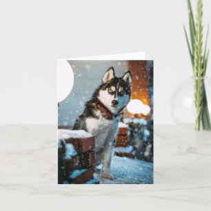 Carte de Noël Amoureux des chiens Sibérien Husky