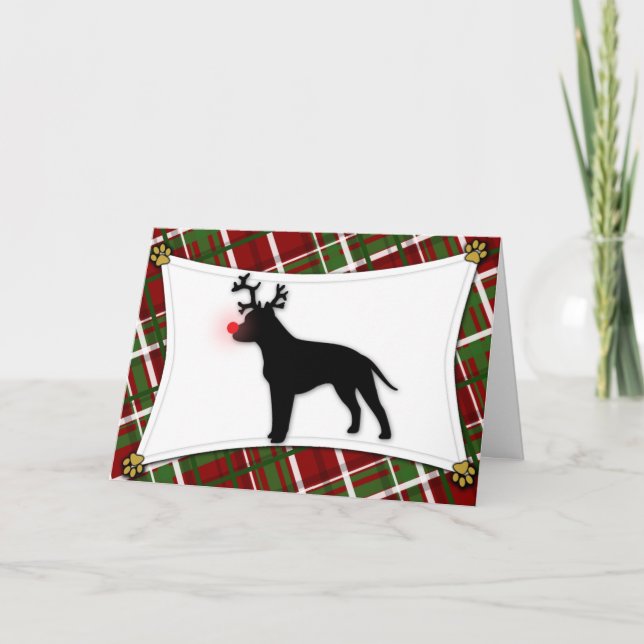 Carte de Noël AmStaff Reindeer (Devant)