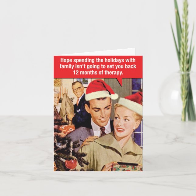 Carte de Noël amusante - 12 mois de thérapie (Devant)