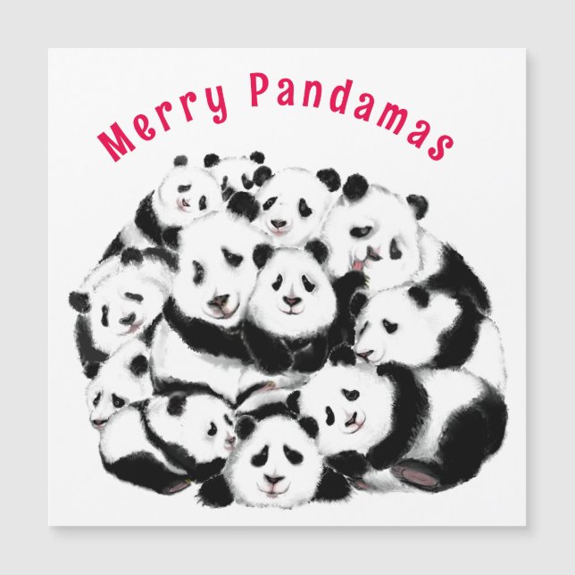 Carte de Noël amusante avec des Pandas de Famille  (Devant)