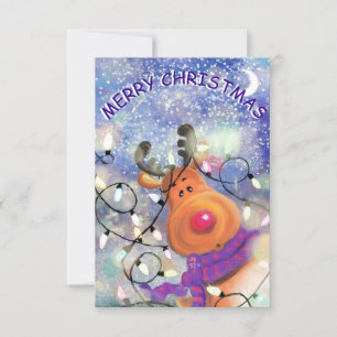 Carte de Noël amusante avec un Rinder heureux