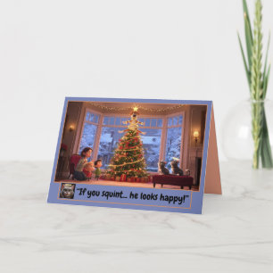 Carte de Noël amusante de chat et chien.