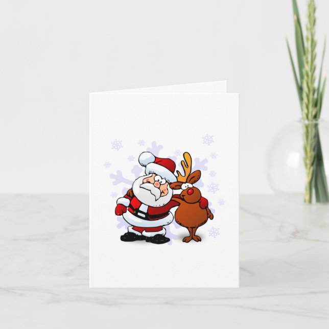 Carte de Noël amusante de Santa & Rudolph (Devant)