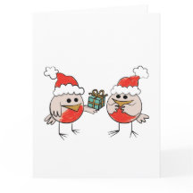 Carte de Noël amusante - Robins cadeau de Noël
