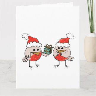 Carte de Noël amusante - Robins cadeau de Noël