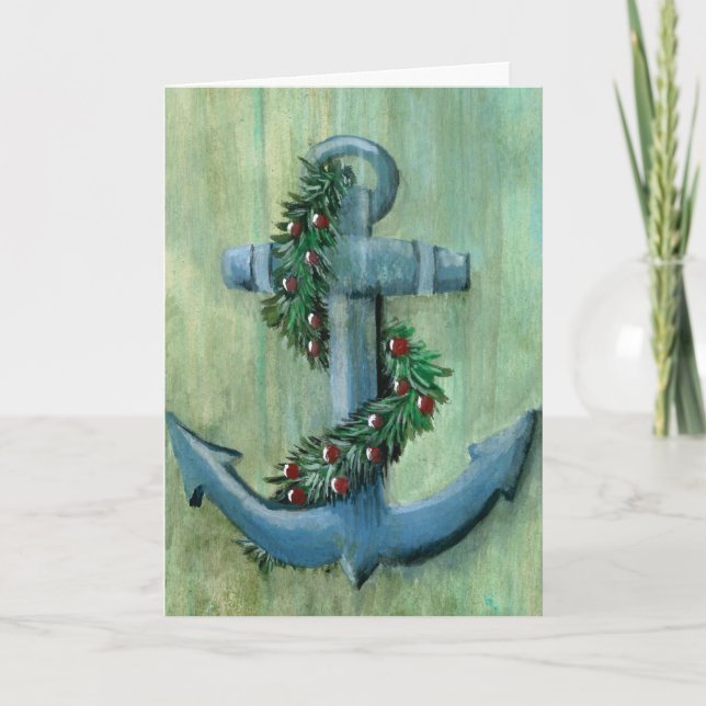 Carte de Noël Ancre et Garland (Devant)