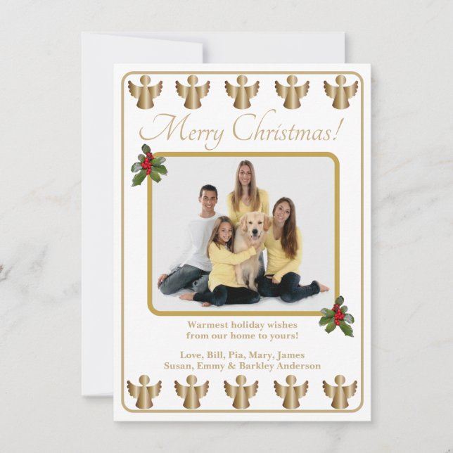Carte de Noël Ange Doré avec Photo (Devant)