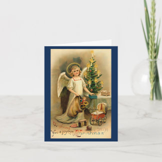 Carte de Noël Ange Vintage 1940 avec Message Perso
