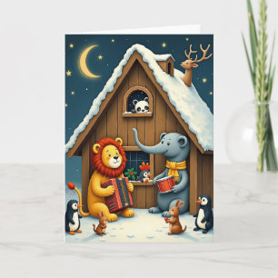 Carte de Noël Animaux Étoilés