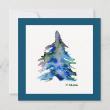 Carte de Noël Aquarelle "Arbre Simple"