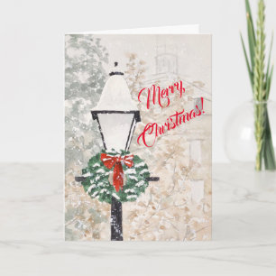 Carte de Noël aquarelle avec couronne de vacances