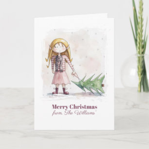 Carte de Noël aquarelle fantaisiste de lutin de No