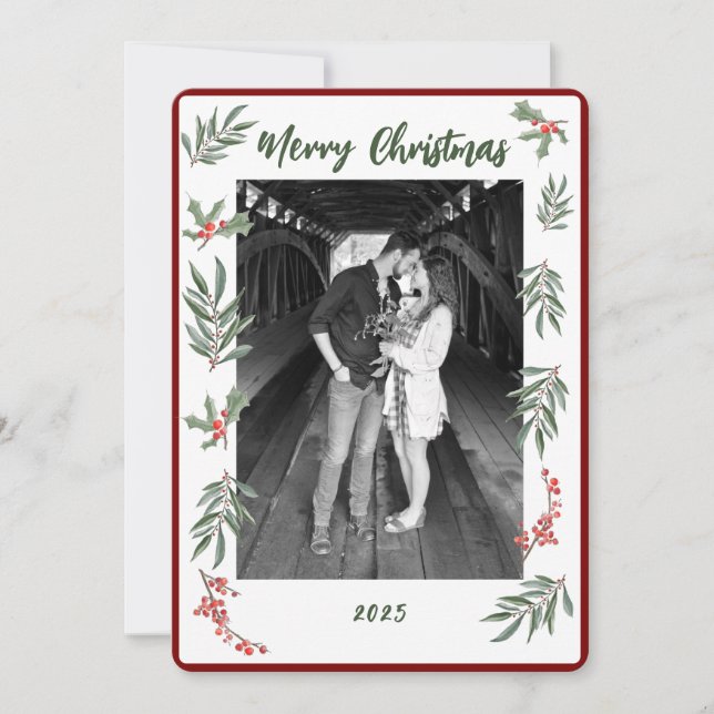 Carte de Noël aquarelle plat férié (Devant)