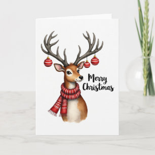Carte de Noël Aquarelle Reindeer
