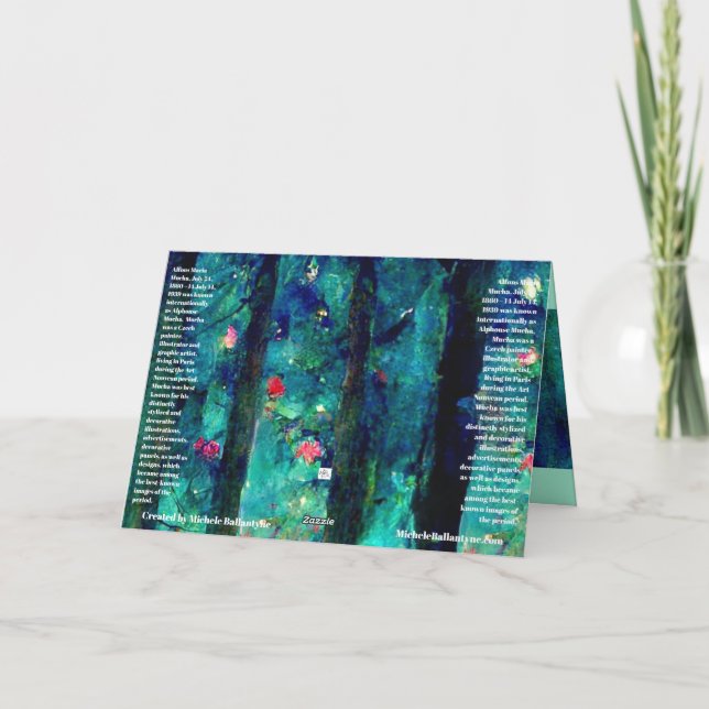 Carte de Noël aquarelle style Alphonse Mucha (Dos)