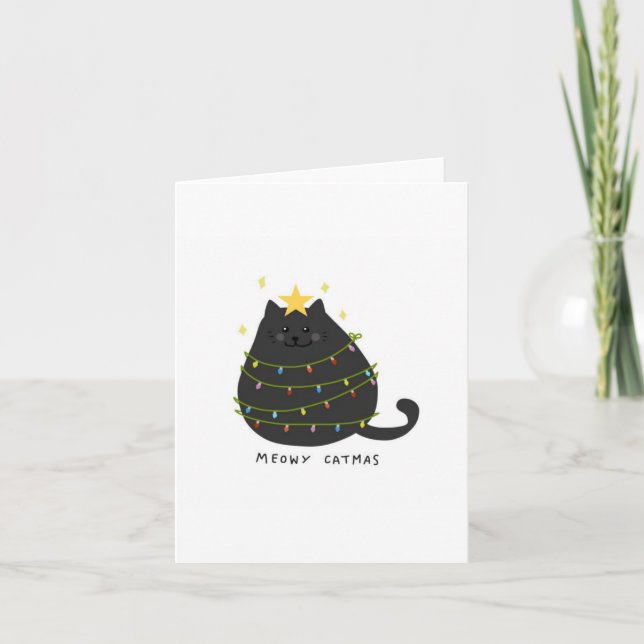 Carte de Noël arbre à chat Joyeux Catmas  (Devant)