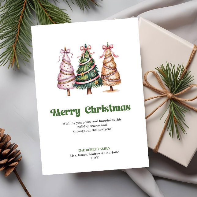 Carte de Noël arbre chic motif léopard neutre (Chic Neutral Leopard Pattern Christmas Tree Greeting)