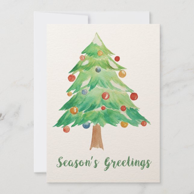 Carte de Noël arbre de Noël à l'aquarelle (Devant)
