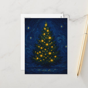 Carte de Noël arbre de Noël de style Van Gogh