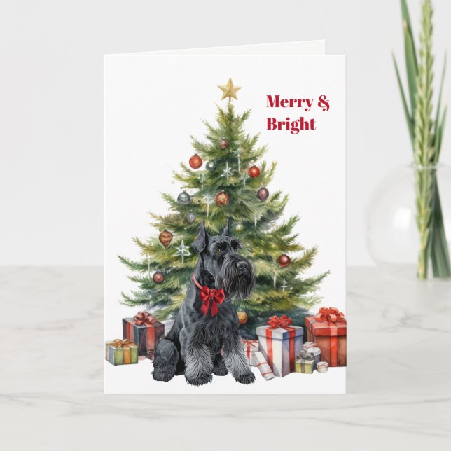 Carte de Noël Arbre de Noël Giant Schnauzer à Coll (Devant)