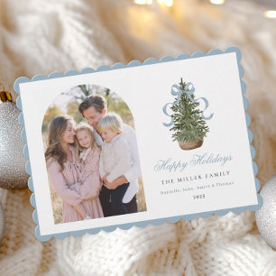 Carte de Noël arbre de Noël ruban bleu