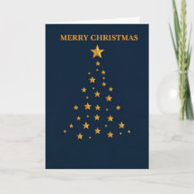 Carte de Noël Arbre Étoile d'Or Minimaliste